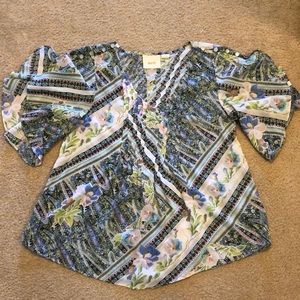 Maeve flutter sleeve cotton blouse